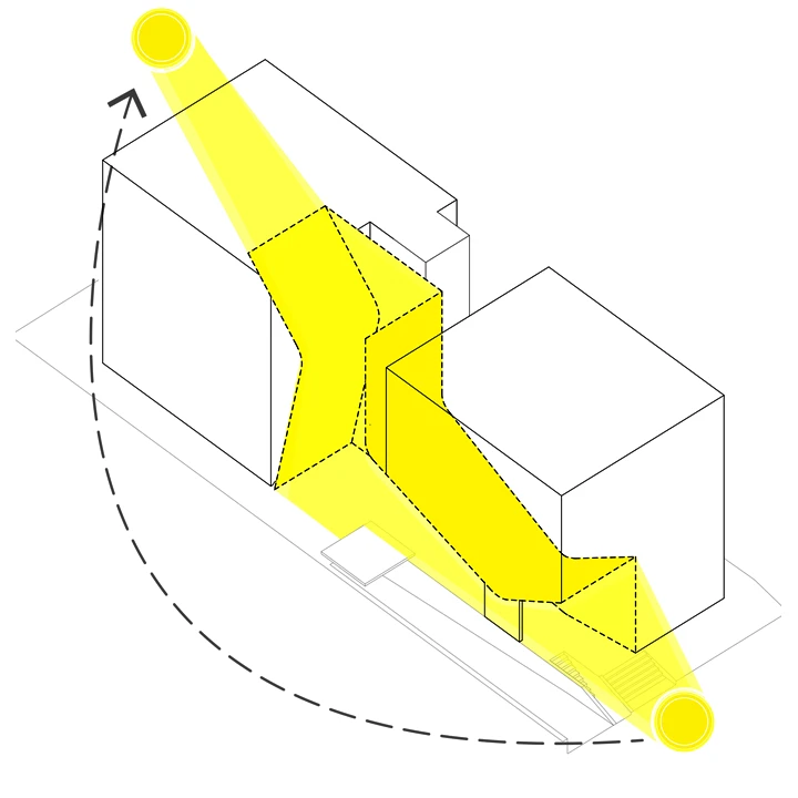 Building form and spacing determine how daylight reaches interior spaces.